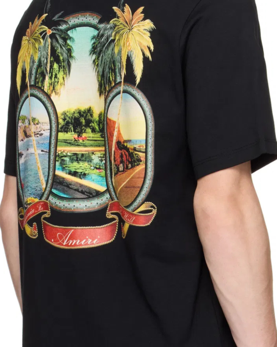 Amiri Tricou MA Paradise – 100 % bumbac, imprimeu frontal & posterior