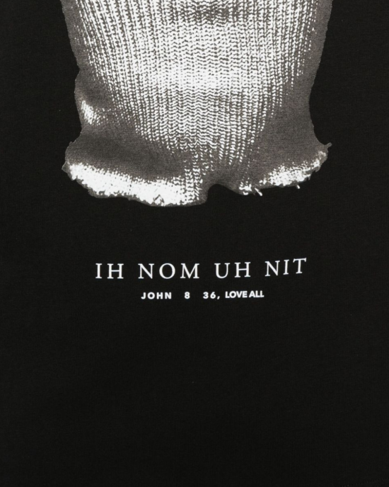Tricou Negru Mask-Print Ih Nom Uh Nit