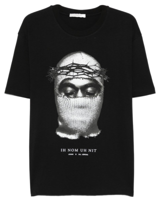 Tricou Negru Mask-Print Ih Nom Uh Nit