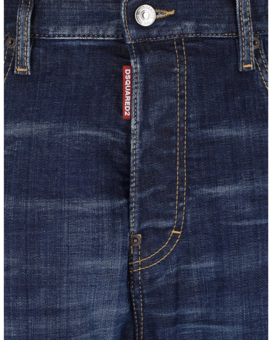 Blugi Dsquared2 Logo Patch – Croială Dreaptă (Straight-Leg)