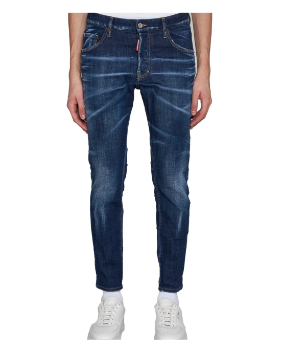 Blugi Dsquared2 Logo Patch – Croială Dreaptă (Straight Leg)