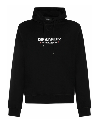 Hanorac Dsquared2 alb cu glugă și logo „Born in Canada”