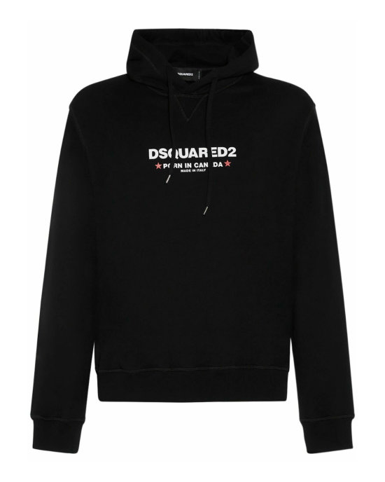 Hanorac Dsquared2 alb cu glugă și logo „Born in Canada”