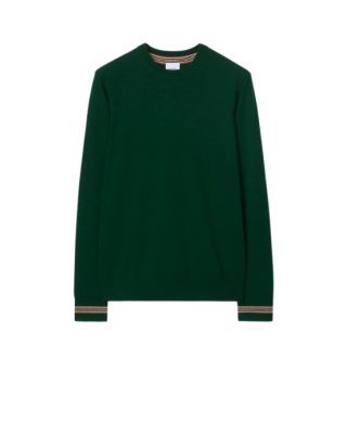 Burberry Pulover din lână verde cu finisaj iconic la manșete