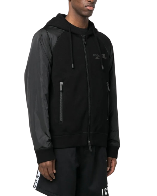 Dsquared2 Jachetă cu glugă și print logo – Negru