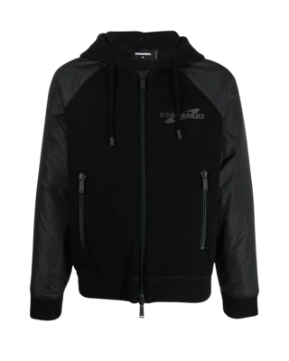 Dsquared2 Jachetă cu glugă și print logo – Negru