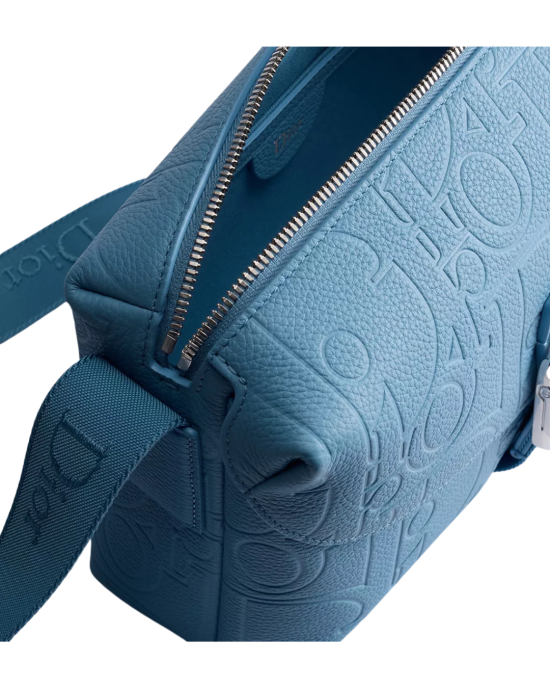 Dior geantă messenger Jett albastră din piele Dior Gravity