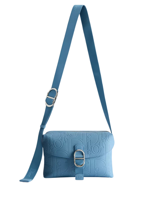Dior geantă messenger Jett albastră din piele Dior Gravity