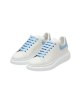 Alexander McQueen Oversized Sneakers din piele albă cu detalii bleu