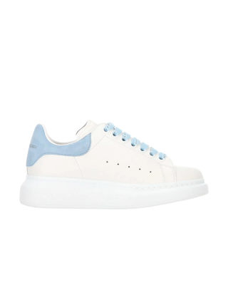 Alexander McQueen Oversized Sneakers din piele albă cu detalii bleu
