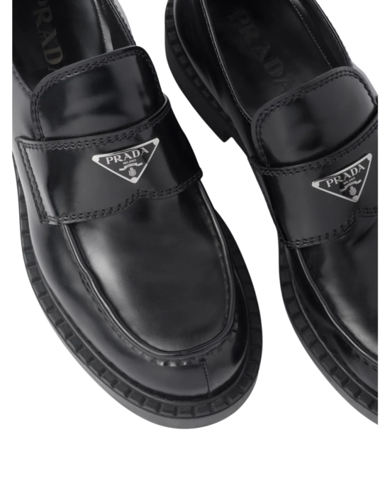 Prada Loafers din piele cu logo triunghiular