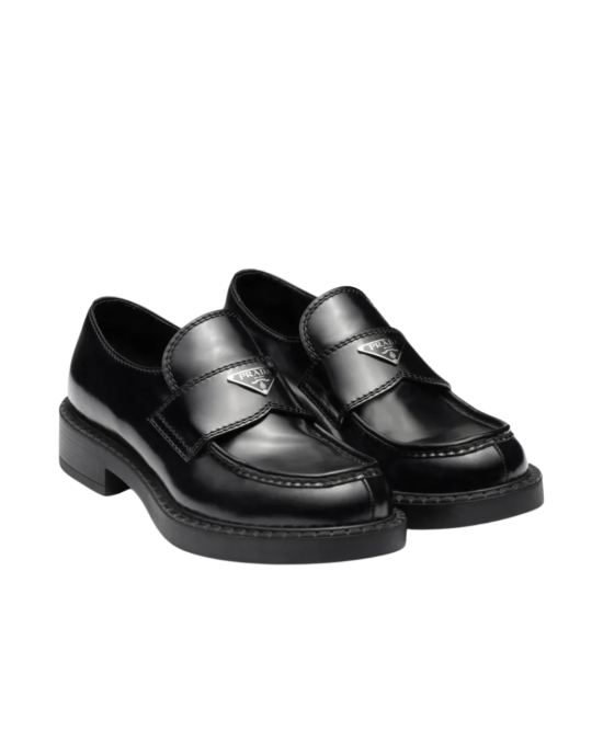 Prada Loafers din piele cu logo triunghiular