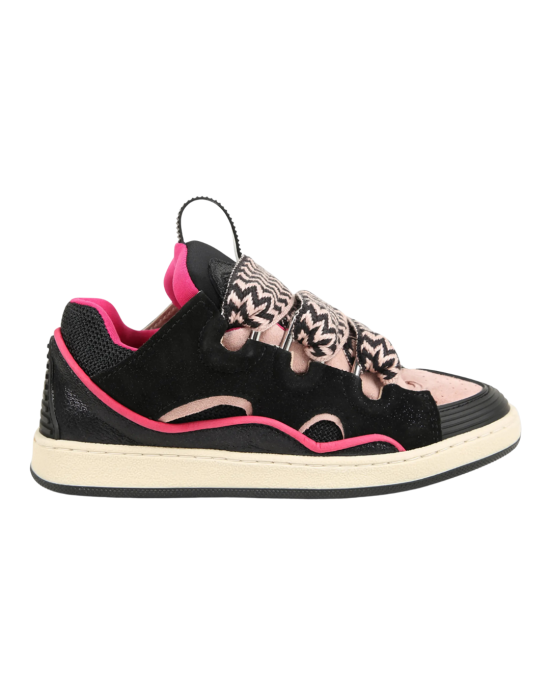 Lanvin sneakers Curb negri și roz din piele întoarsă și mesh