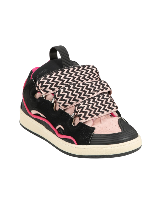 Lanvin sneakers Curb negri și roz din piele întoarsă și mesh