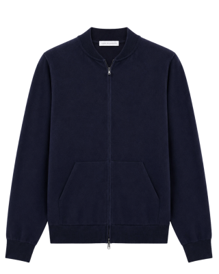 Filippo De Laurentiis Cardigan bomber bleumarin cu fermoar