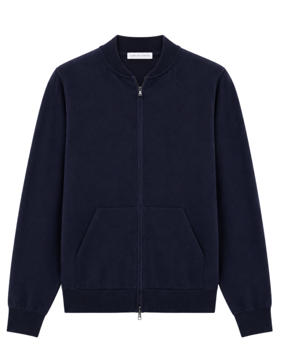 Filippo De Laurentiis Cardigan bomber bleumarin cu fermoar
