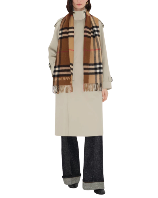 Burberry Fular din cașmir cu model Check maro