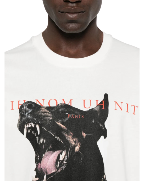 IH Nom Uh Nit Tricou alb cu imprimeu câine