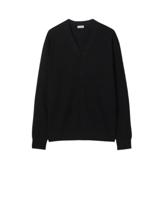 Burberry Cardigan negru din lână cu închidere frontală cu nasturi