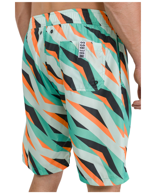 Bikkembergs Abstract Print Swim Shorts Mint/Orange