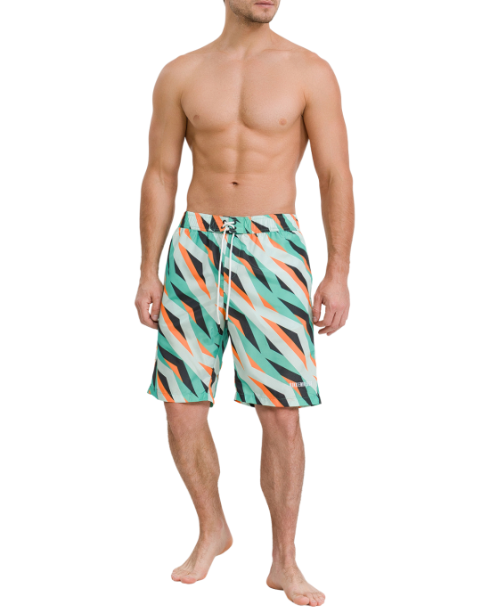Bikkembergs Abstract Print Swim Shorts Mint/Orange
