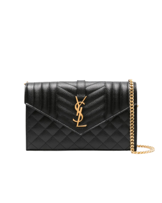 Saint Laurent Envelope Triquilt Small Bag in Black Leather