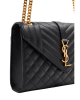 Saint Laurent Envelope Triquilt Small Bag in Black Leather