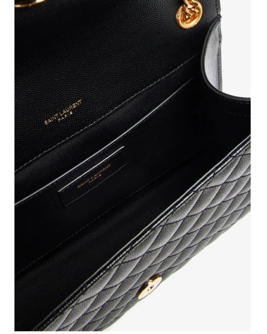 Saint Laurent Envelope Triquilt Small Bag in Black Leather