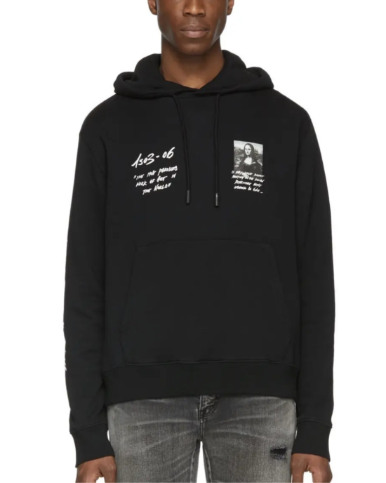Off-White Hanorac cu glugă și imprimeu artistic Mona Lisa