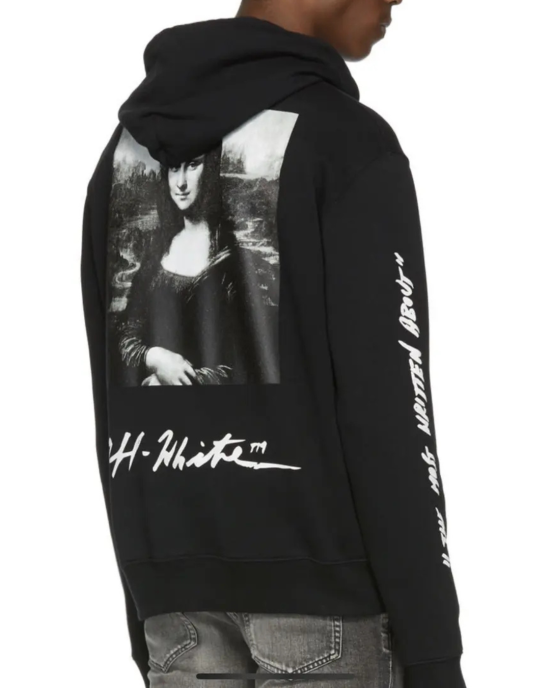 Off-White Hanorac cu glugă și imprimeu artistic Mona Lisa