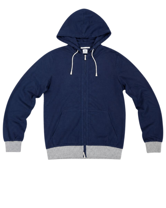 Eleventy Navy Zip-Up Hoodie