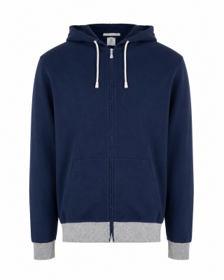 Eleventy Navy Zip-Up Hoodie