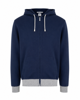 Eleventy Navy Zip-Up Hoodie