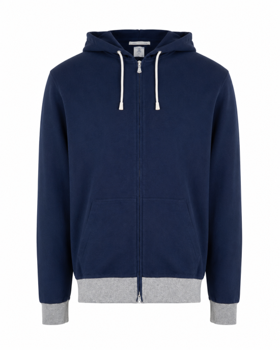 Eleventy Navy Zip-Up Hoodie