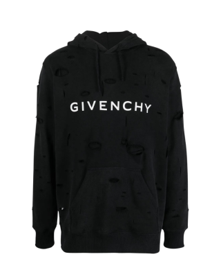 Hanorac Givenchy, Archetype Logo, Distressed Effect, Black