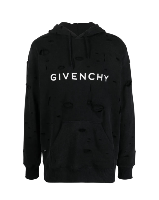 Hanorac Givenchy, Archetype Logo, Distressed Effect, Black