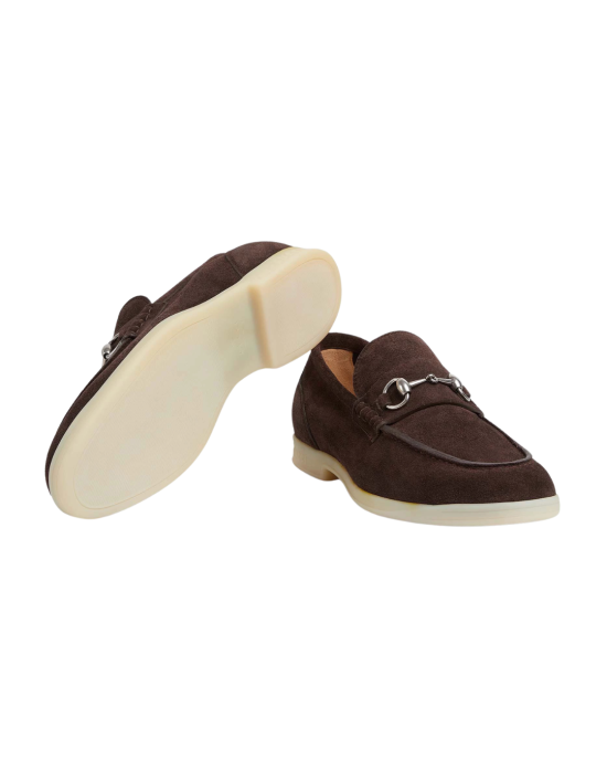 Gucci Mocasini din piele întoarsă maro cu Horsebit