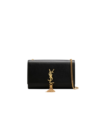 Yves Saint Laurent geantă neagră cu lanț și logo Cassandre