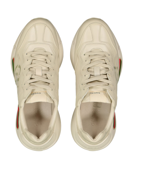 Gucci Rhyton Sneakers din Piele Albă cu Logo