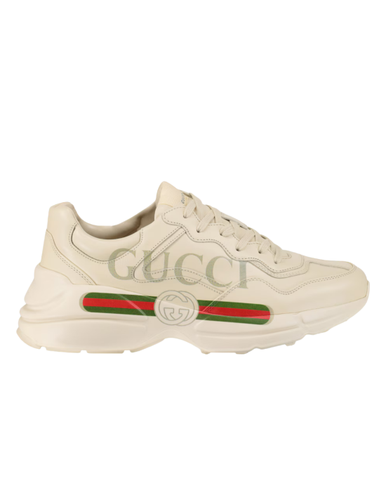 Gucci Rhyton Sneakers din Piele Albă cu Logo