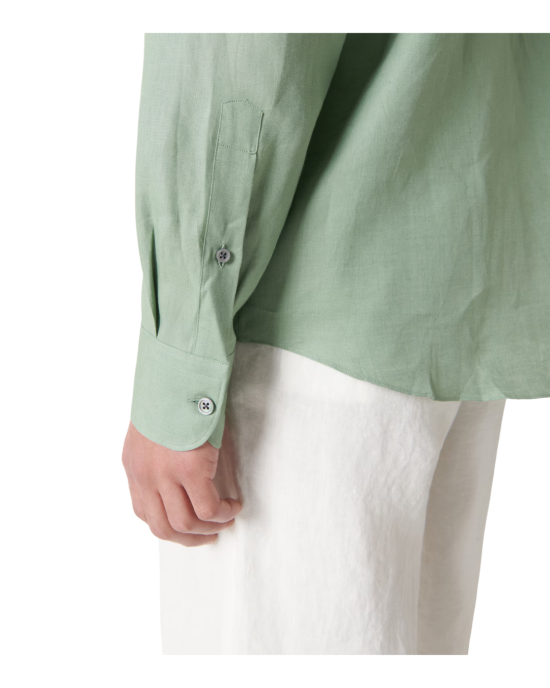 Zegna Cămașă din In cu Guler Tunică Sage Green