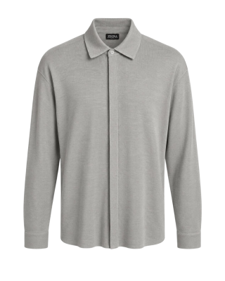 Zegna Cămașă din In și Mătase Light Grey