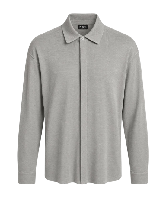 Zegna Cămașă din In și Mătase Light Grey