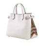 Burberry Medium Banner Tote Bag din piele granulată White / House Check