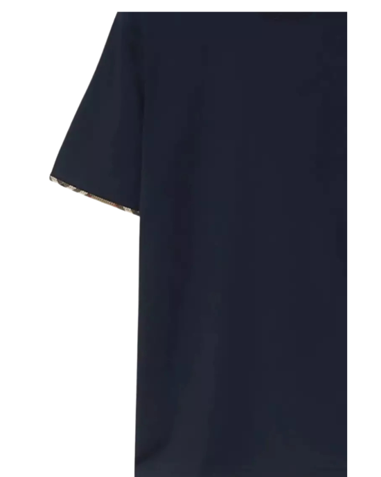 Burberry tricou bleumarin cu detalii Check la mâneci