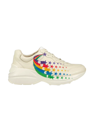 Gucci Rhyton sneakers din piele cu imprimeu Rainbow și stele