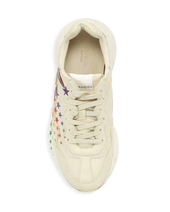 Gucci Rhyton sneakers din piele cu imprimeu Rainbow și stele