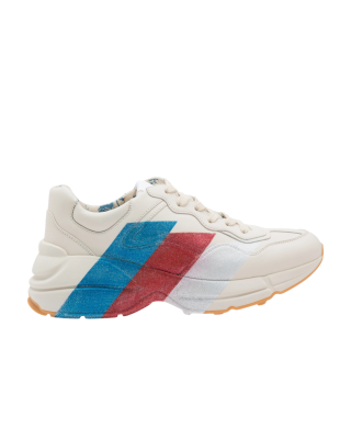 Gucci sneakers Rhyton albi din piele cu detaliu Sylvie Web