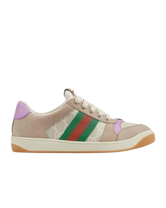 Gucci sneakers Screener GG Beige Lilac din piele și material textil