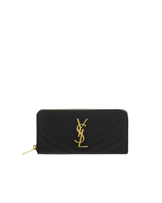 Saint Laurent Portofel din piele matlasată cu monogramă YSL